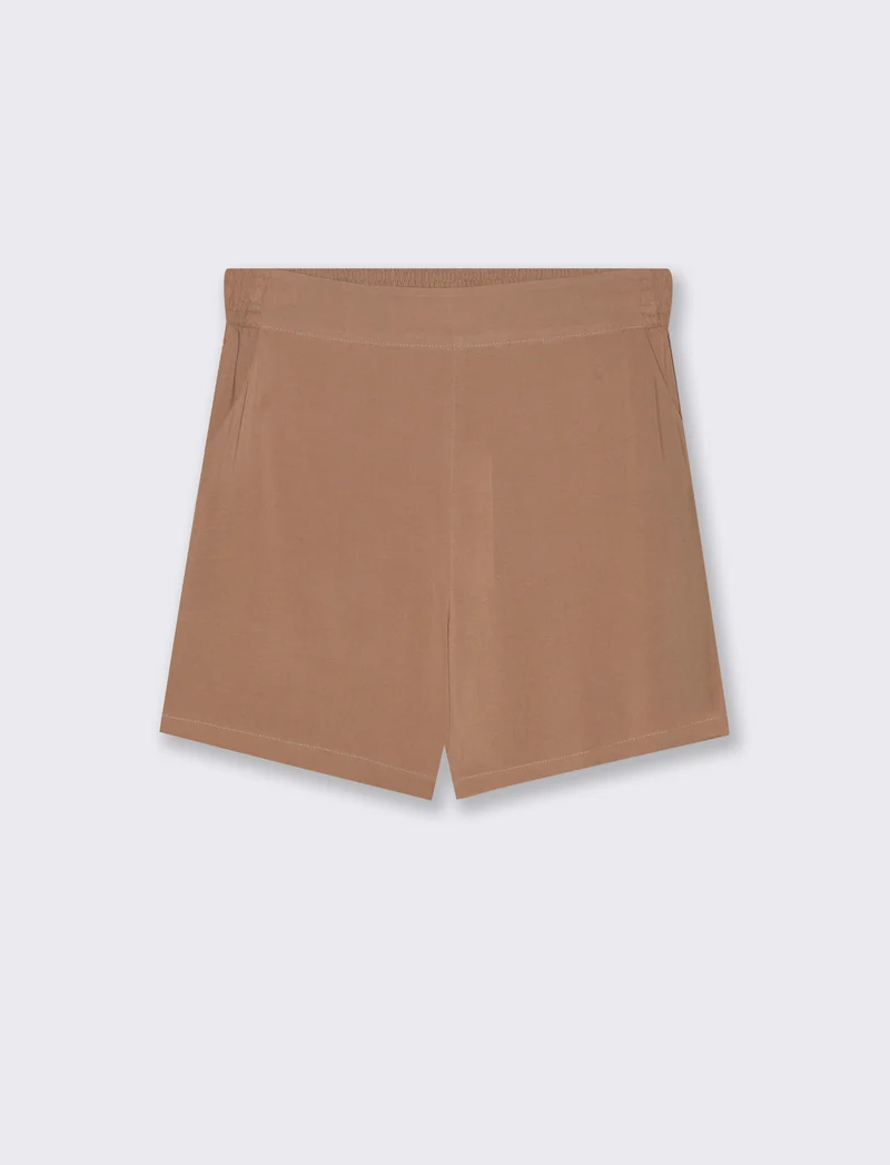 Short con elastico in vita da donna - Caramello