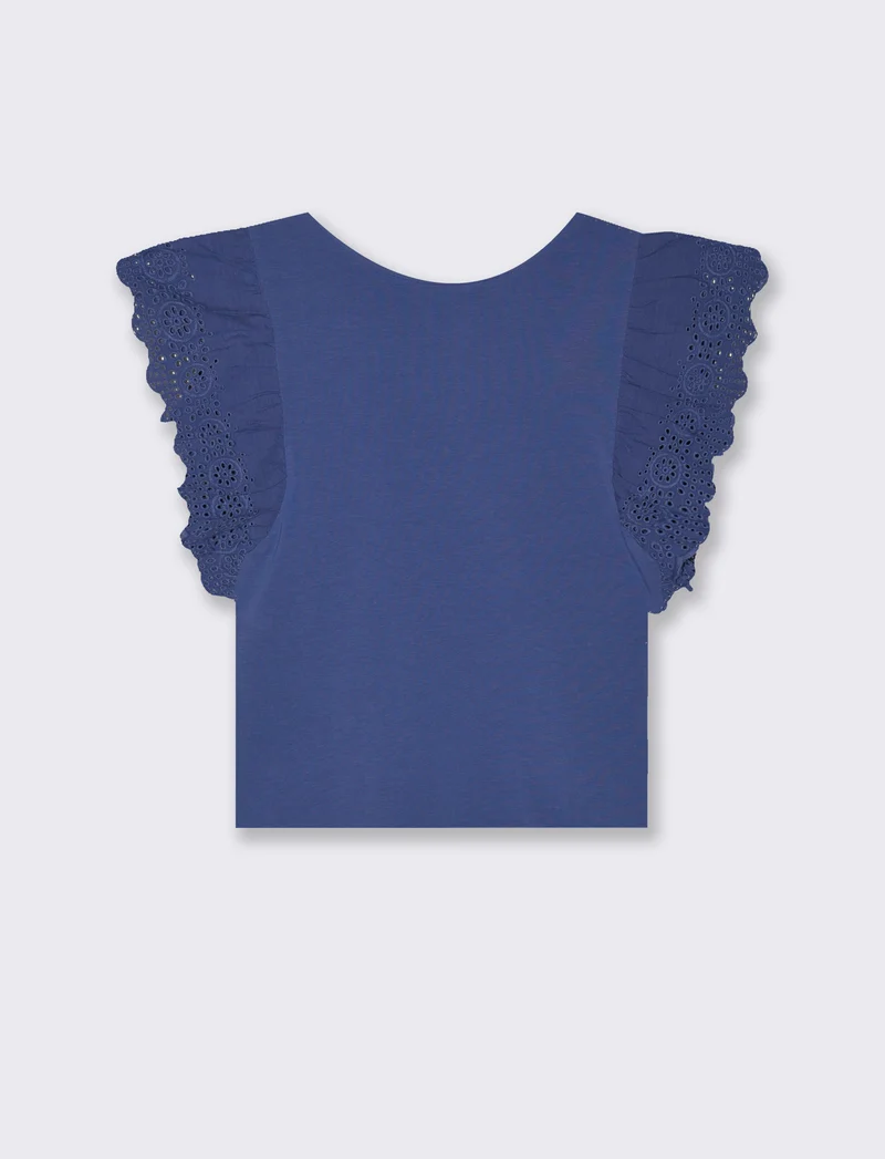 T-shirt con rouches da donna - Mirtillo