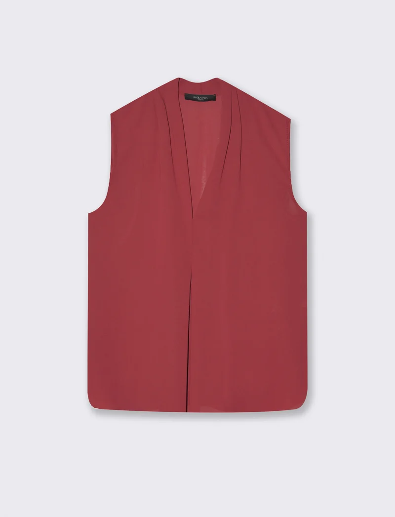 Top con scollo a V - Rosso india