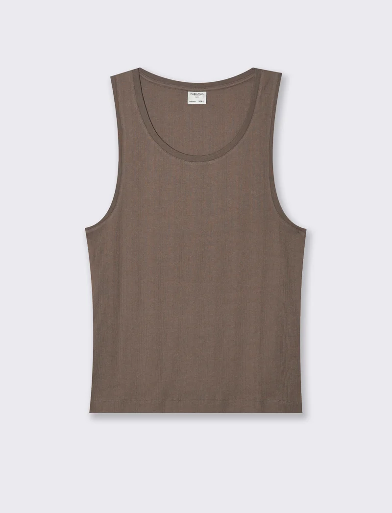 Canotta in tessuto a coste effetto maglia da uomo - Grigio fango