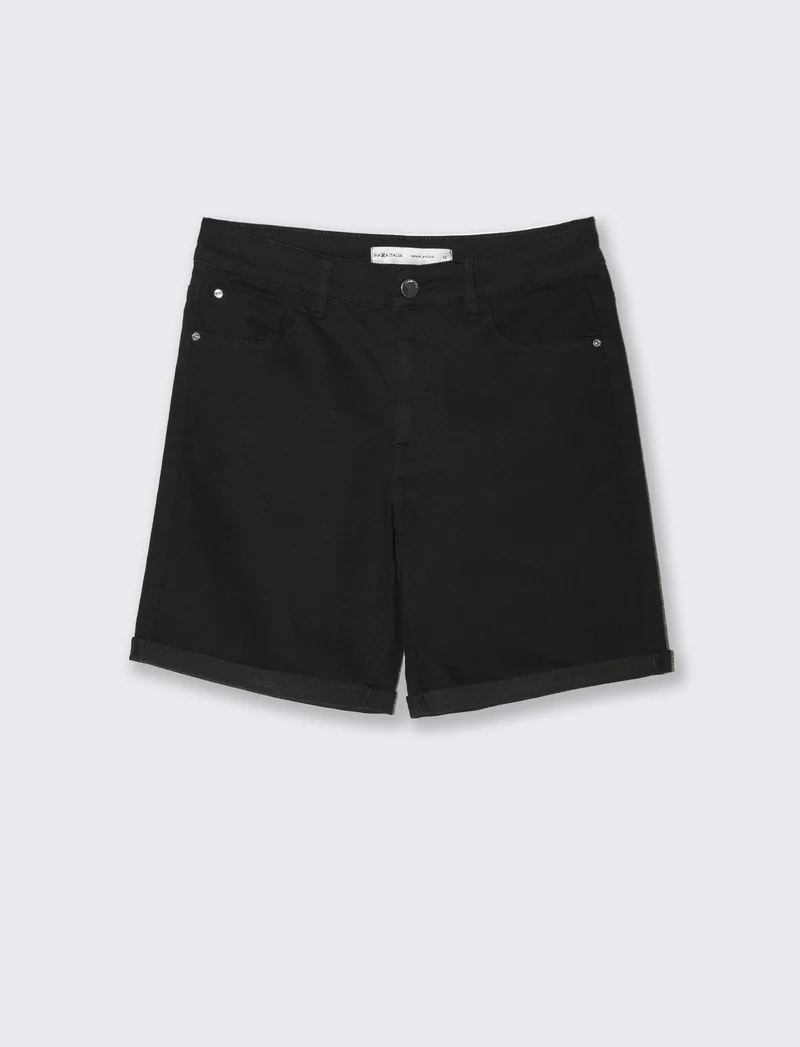 Bermuda in denim da donna - Nero