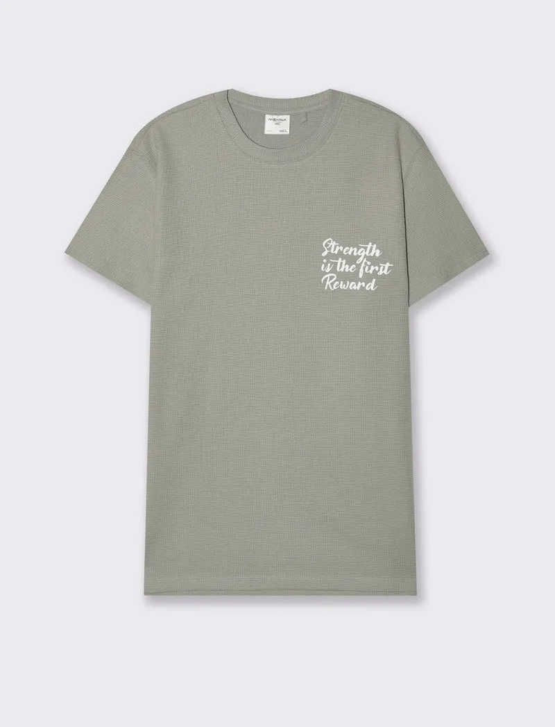 T-shirt waffle boxy fit da uomo - Verde