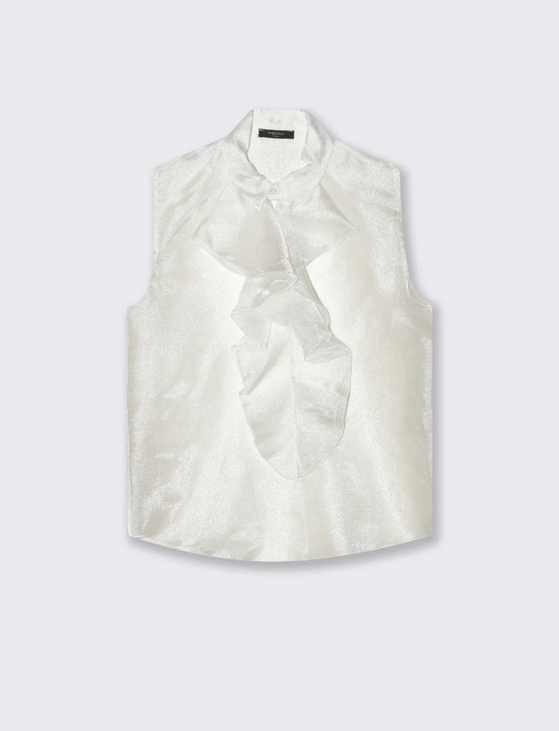Casacca in organza con rouches - Bianco