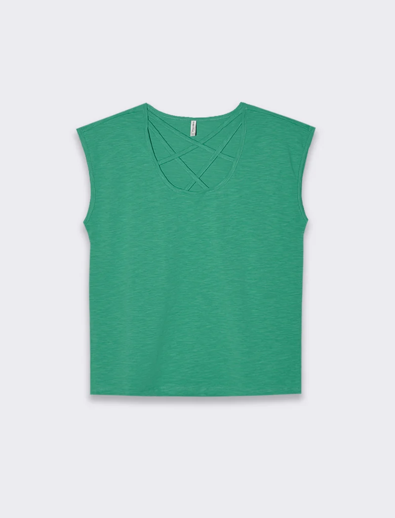 T-shirt con incrocio da donna - Verde smeraldo