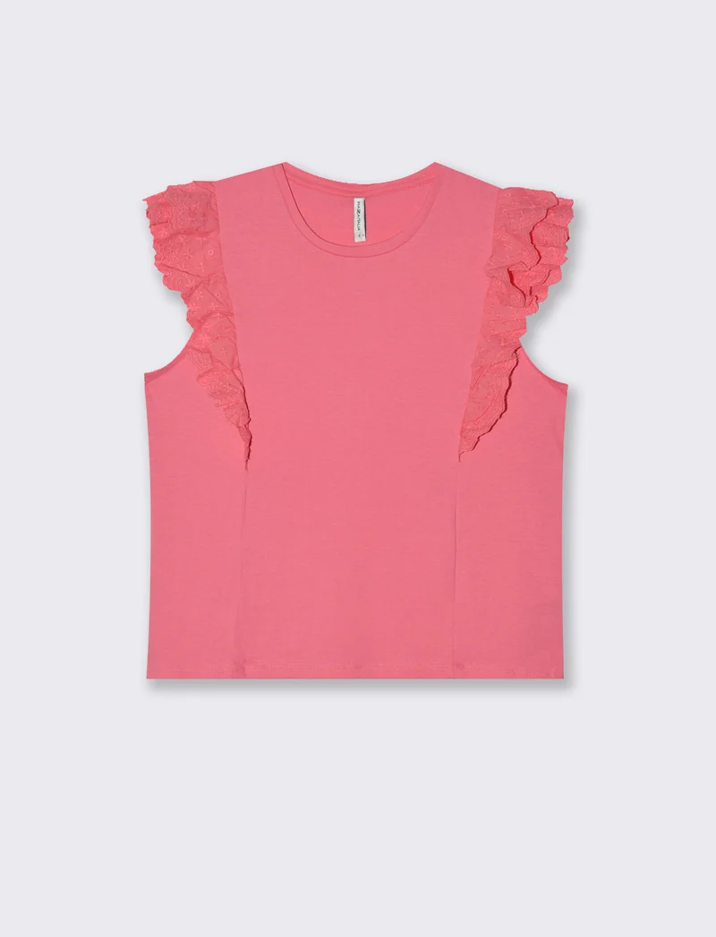 T-shirt con rouches da donna - Geranio