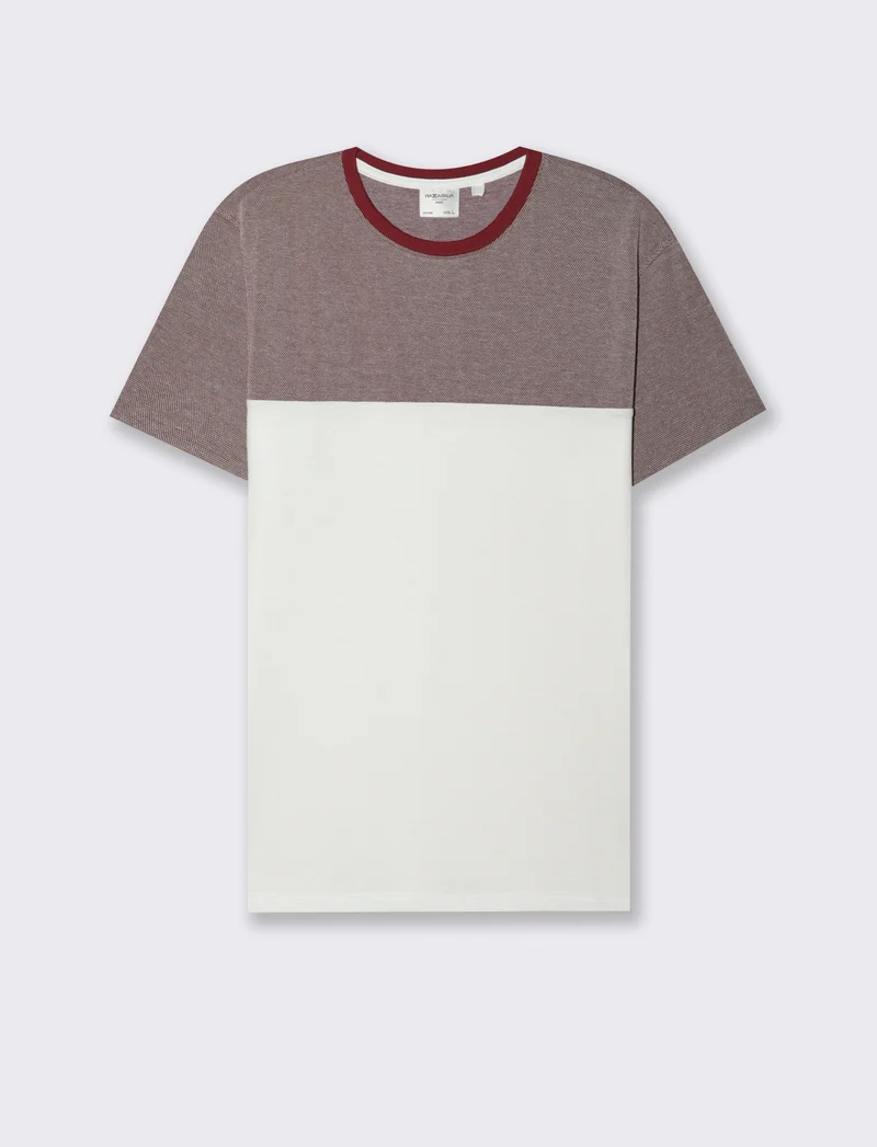 T-shirt in piquet bicolore da uomo - Bordeaux