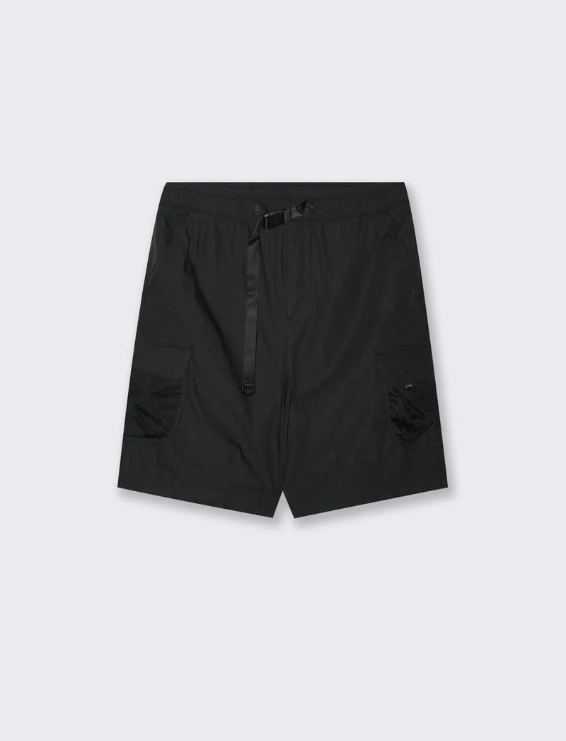 Bermuda cargo con cinturino relaxed fit da uomo - Nero