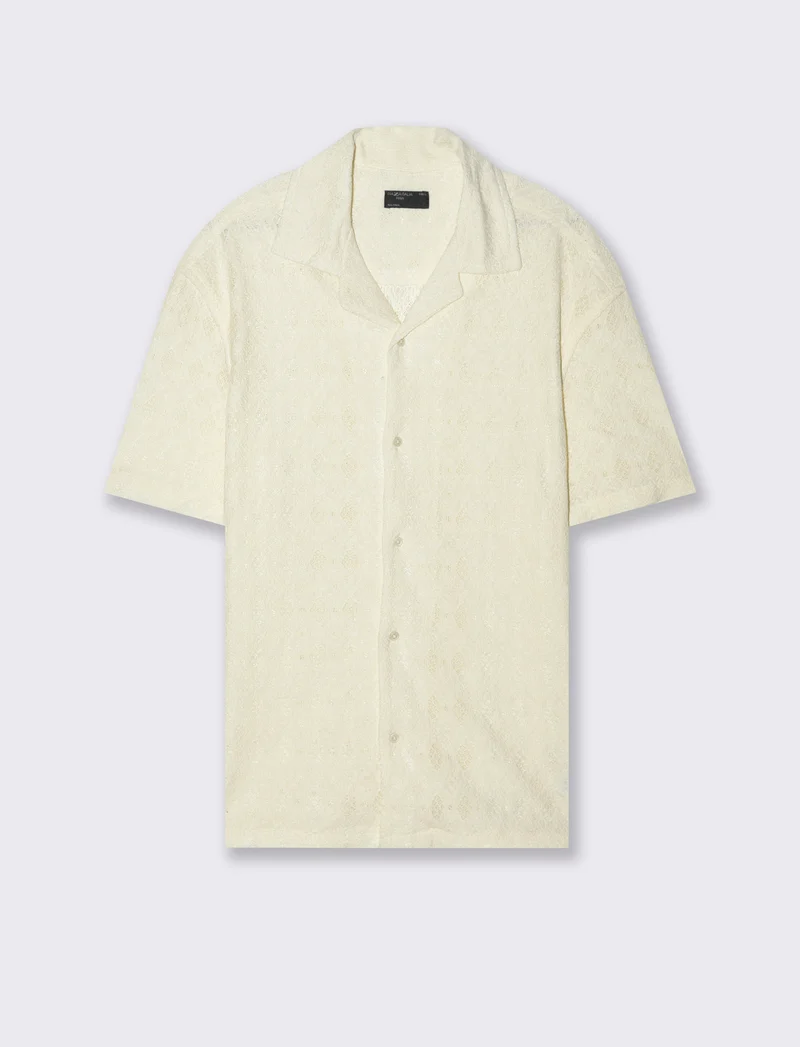 Camicia con struttura aperta da uomo - Bianco