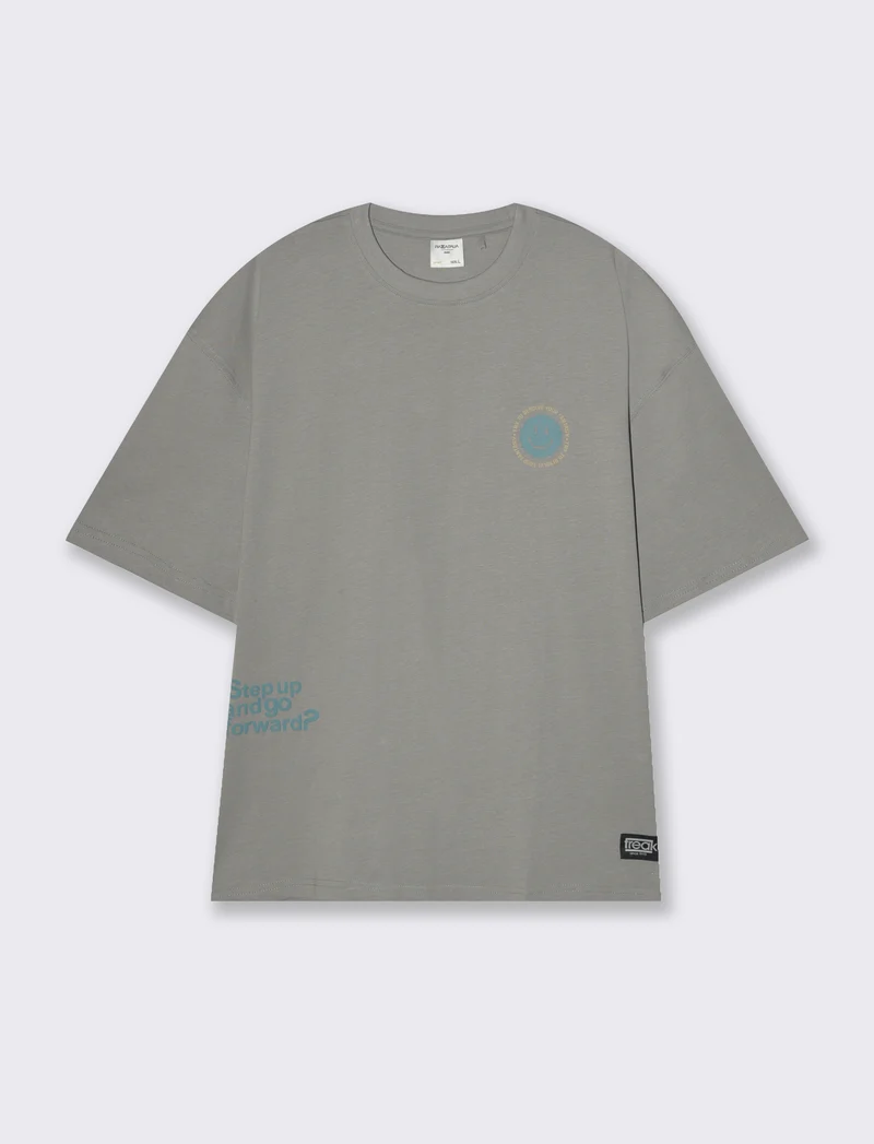 T-shirt boxy fit in cotone con stampe da uomo - Grigio