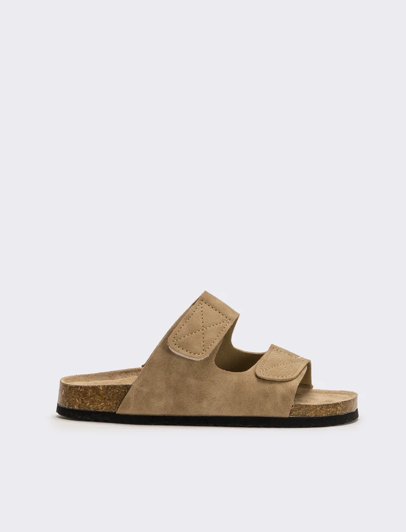 Sandalo con doppia fibbia a strappo da bambino - Beige