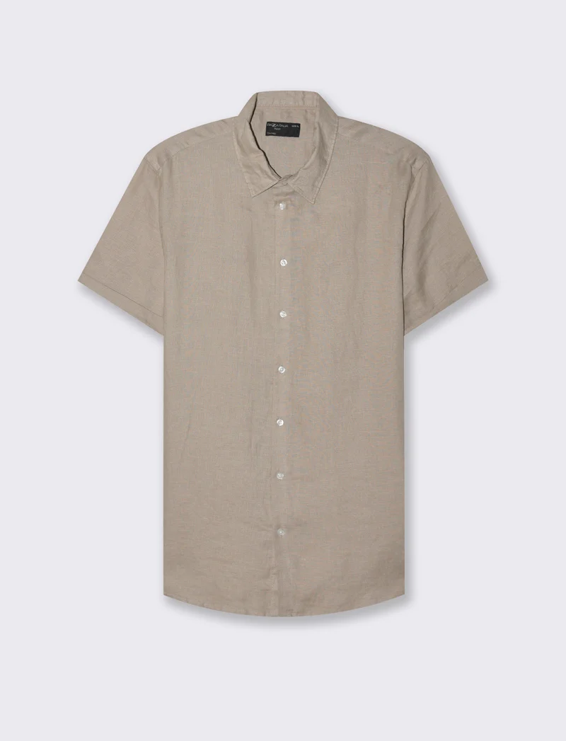 Camicia manica corta 100% lino da uomo - Beige
