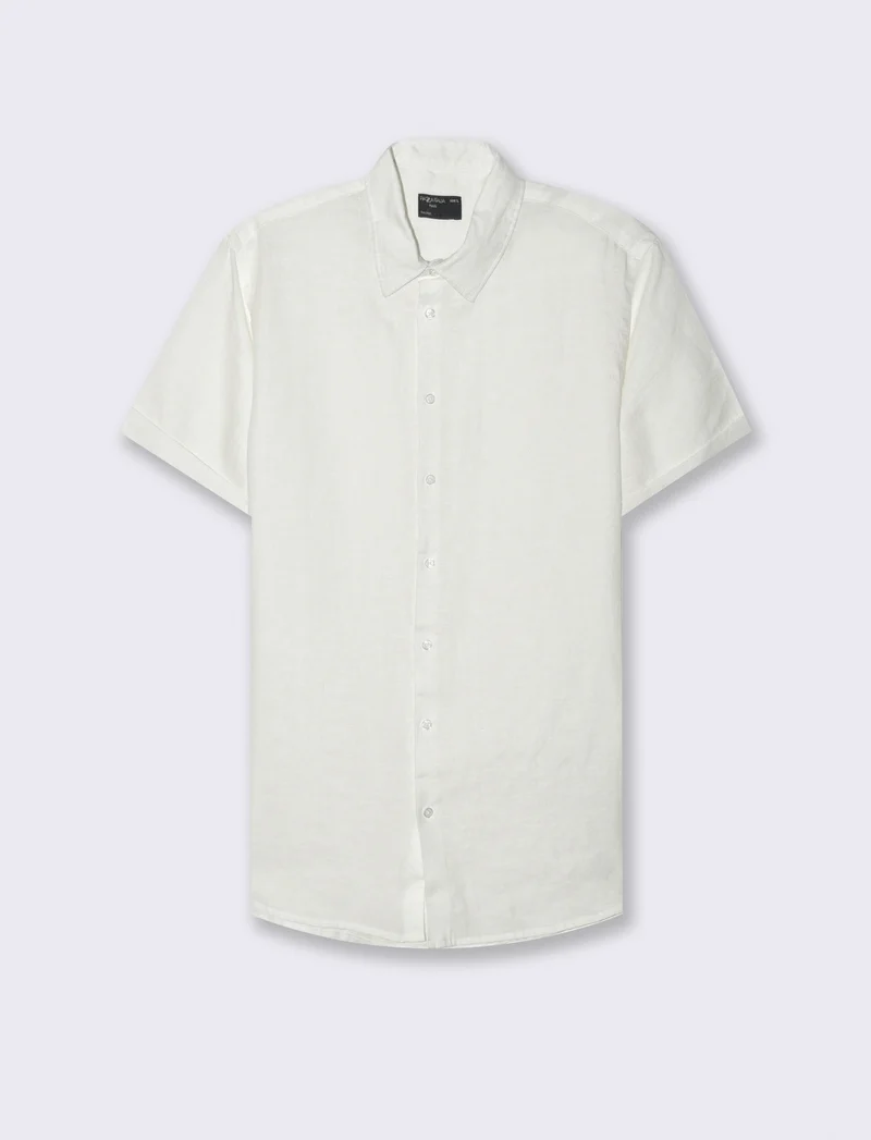 Camicia manica corta 100% lino da uomo - Bianco