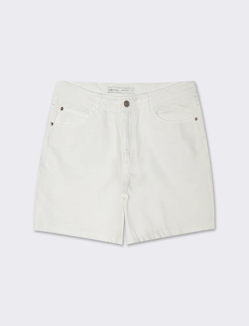 Short in denim da donna - Bianco