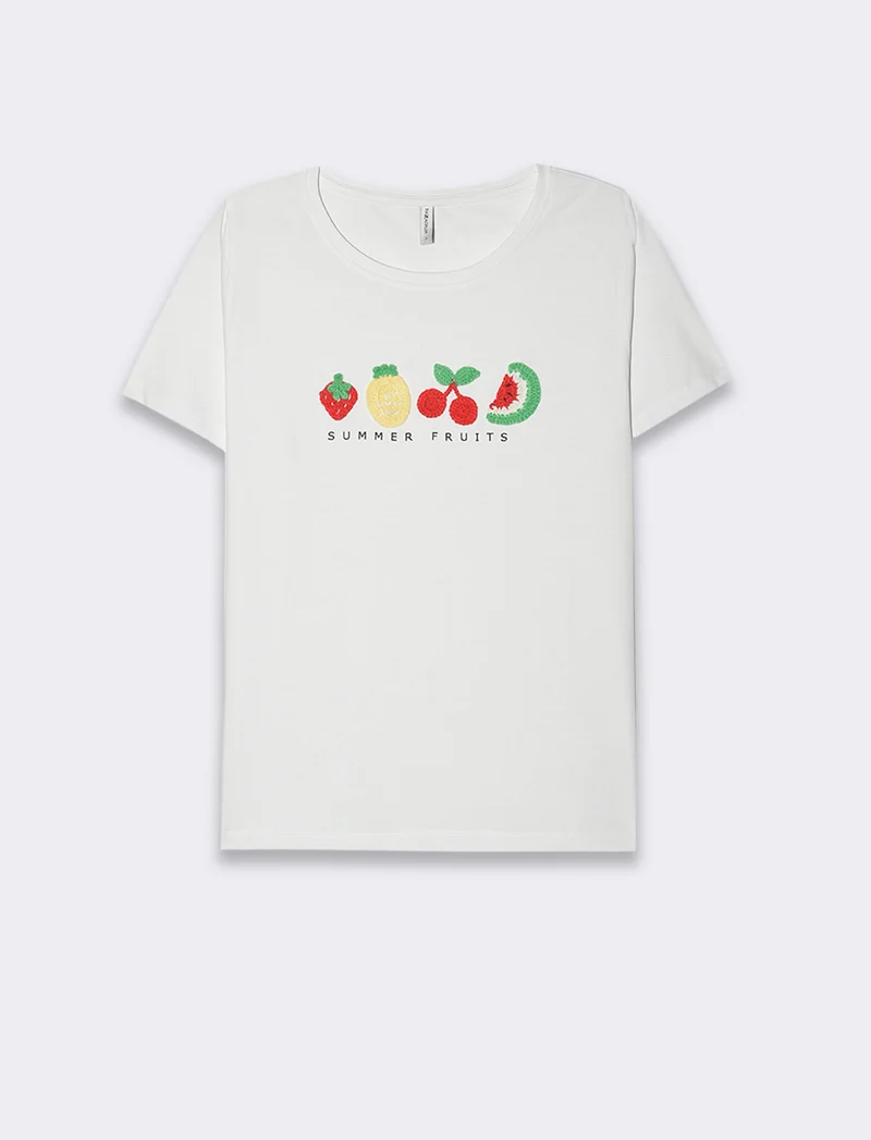 T-shirt con stampa e applicazioni da donna - var 2