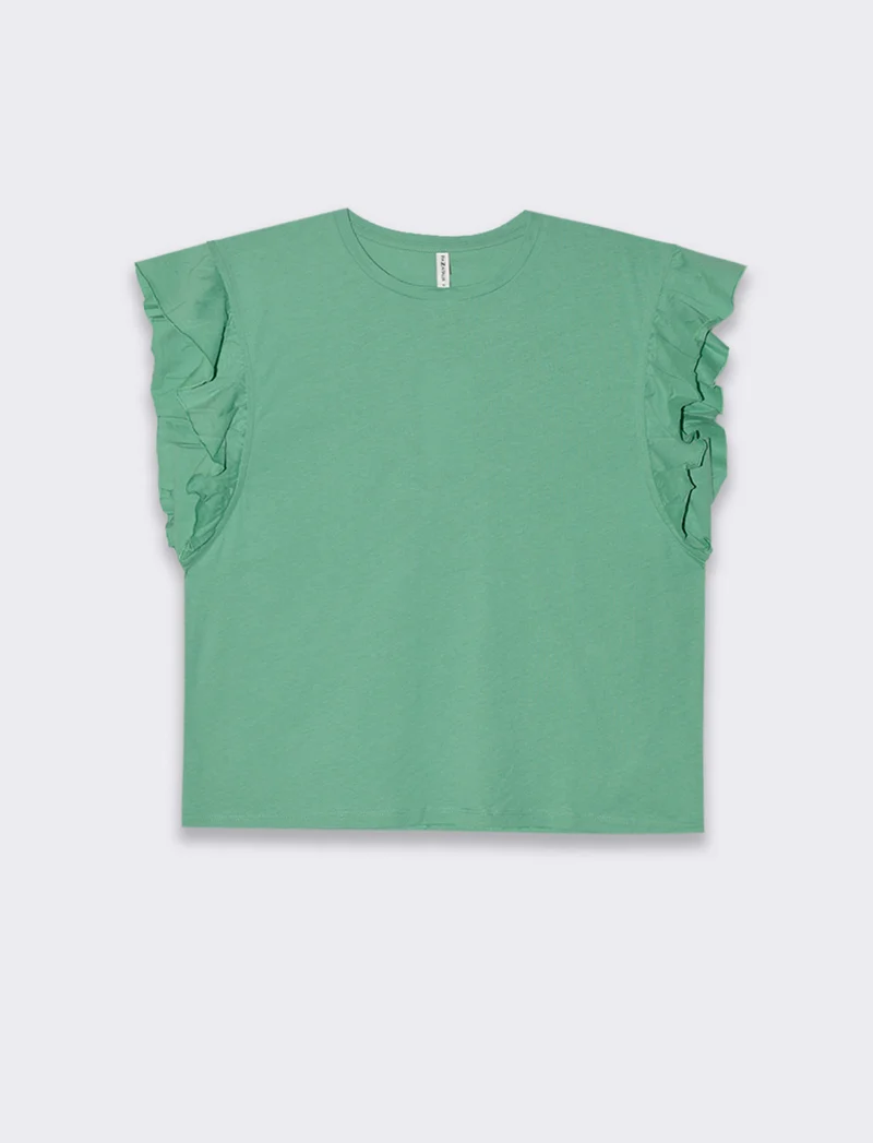 T-shirt con rouches da donna - Verde menta
