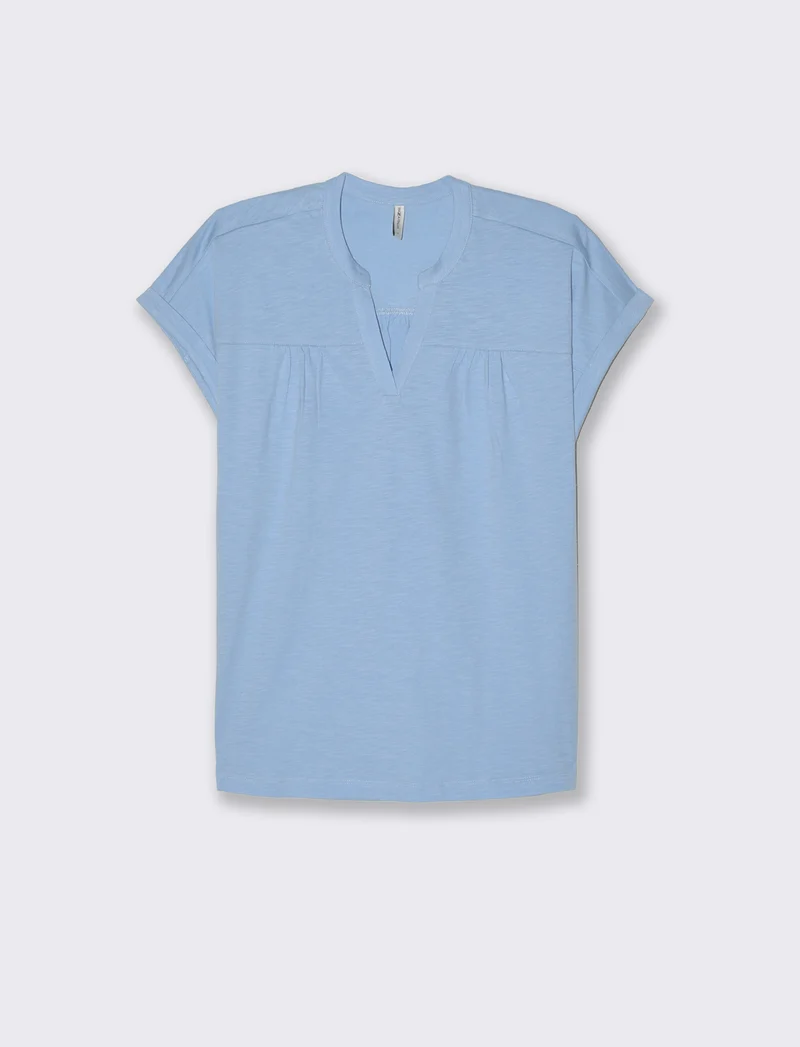T-shirt con scollo a v da donna - Blu chiaro