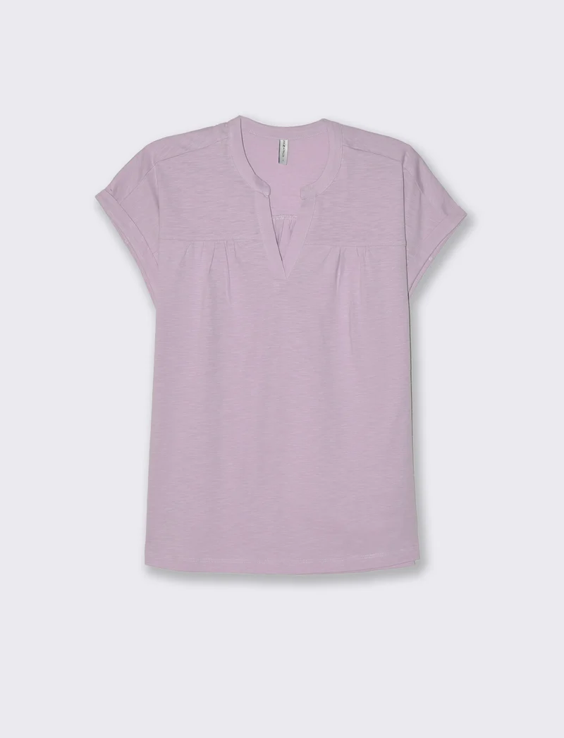 T-shirt con scollo a v da donna - Viola glicine