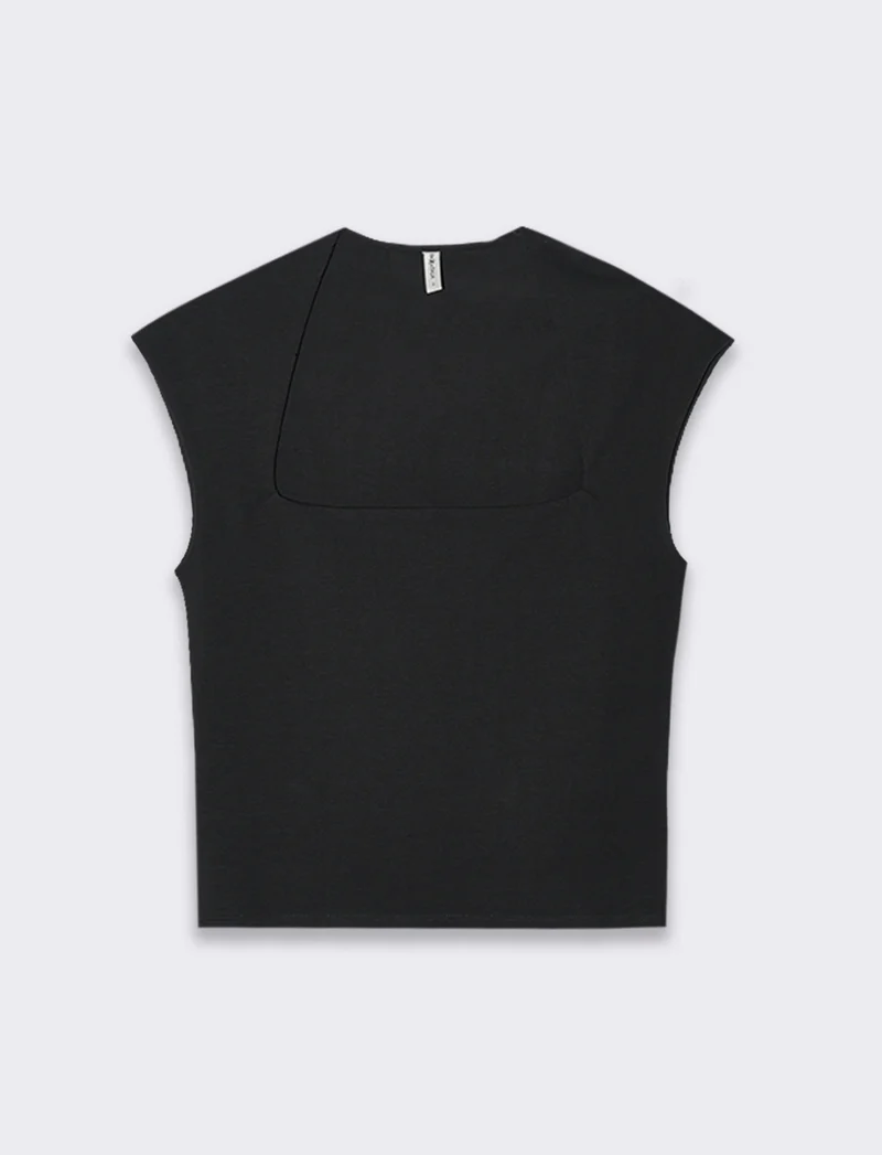 T-shirt scollo quadrato da donna - Nero