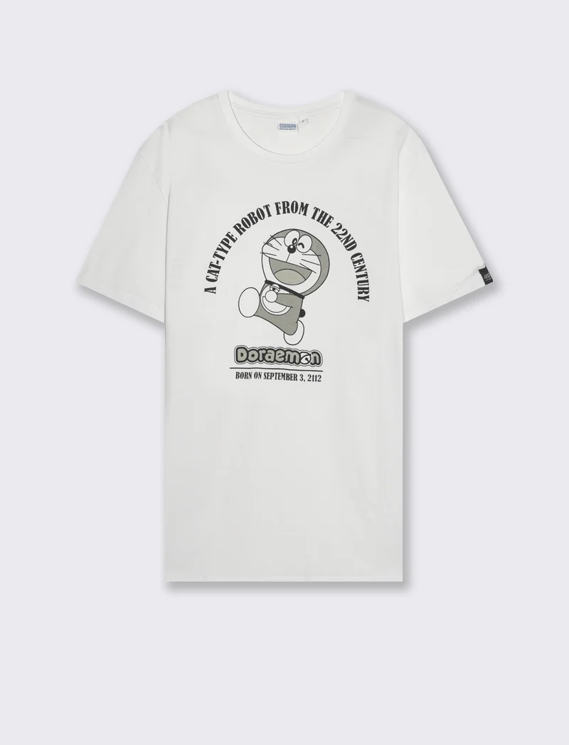 T-shirt stampa doraemon da uomo - Bianco