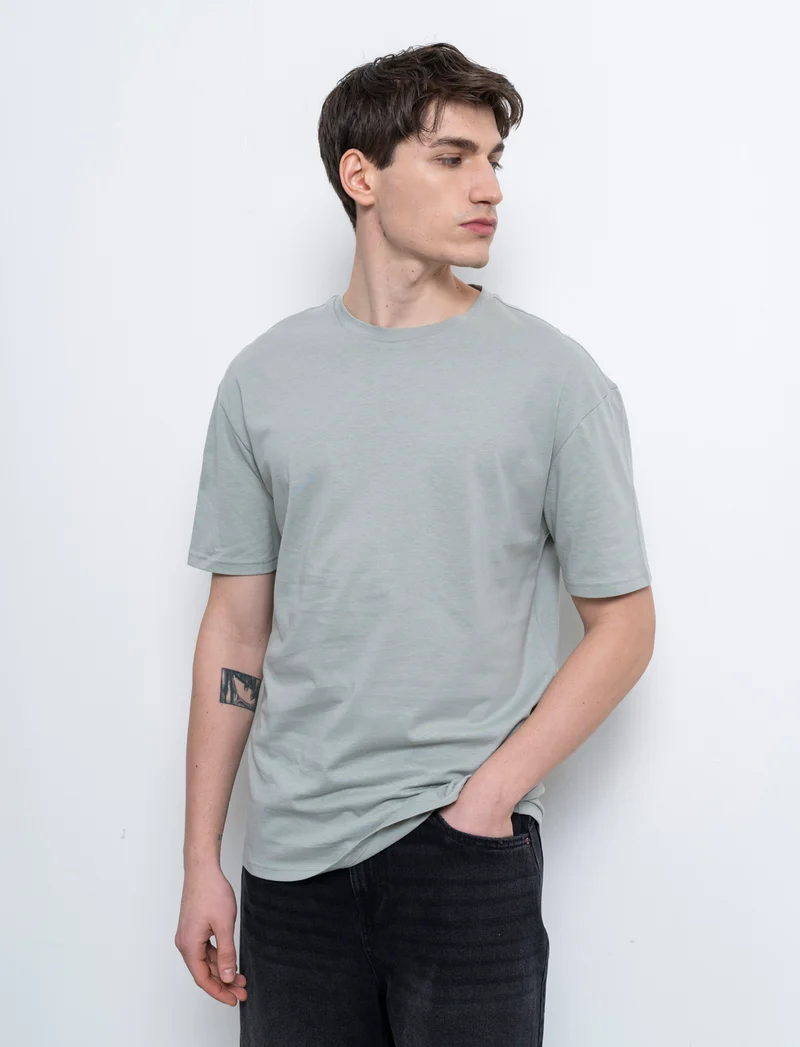 T-shirt basic in cotone boxy fit da uomo - Verde