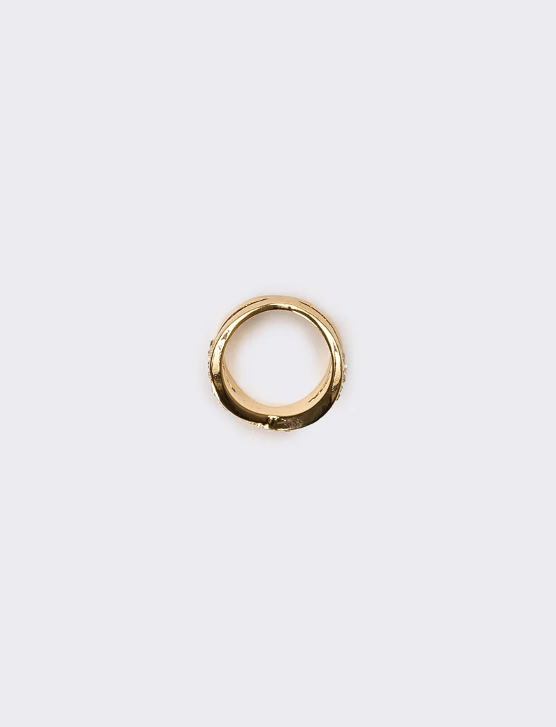 Anello donna ad incrocio con strass a baguette - Oro