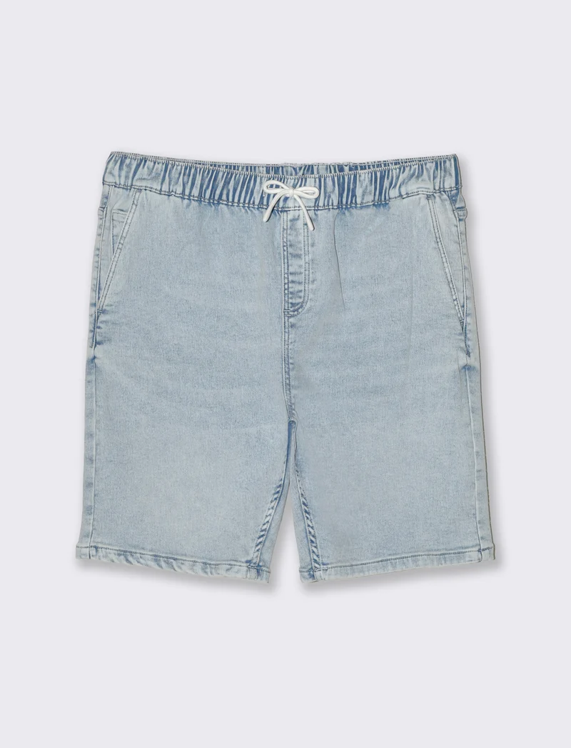 Bermuda in knitting effetto denim da uomo - Denim chiaro