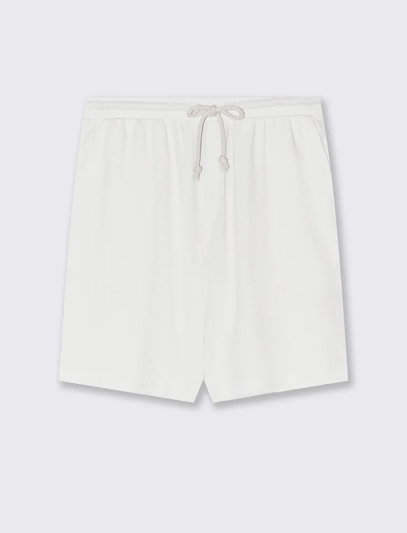 Bermuda struttura jacquard con vita jogger da uomo - Bianco sporco
