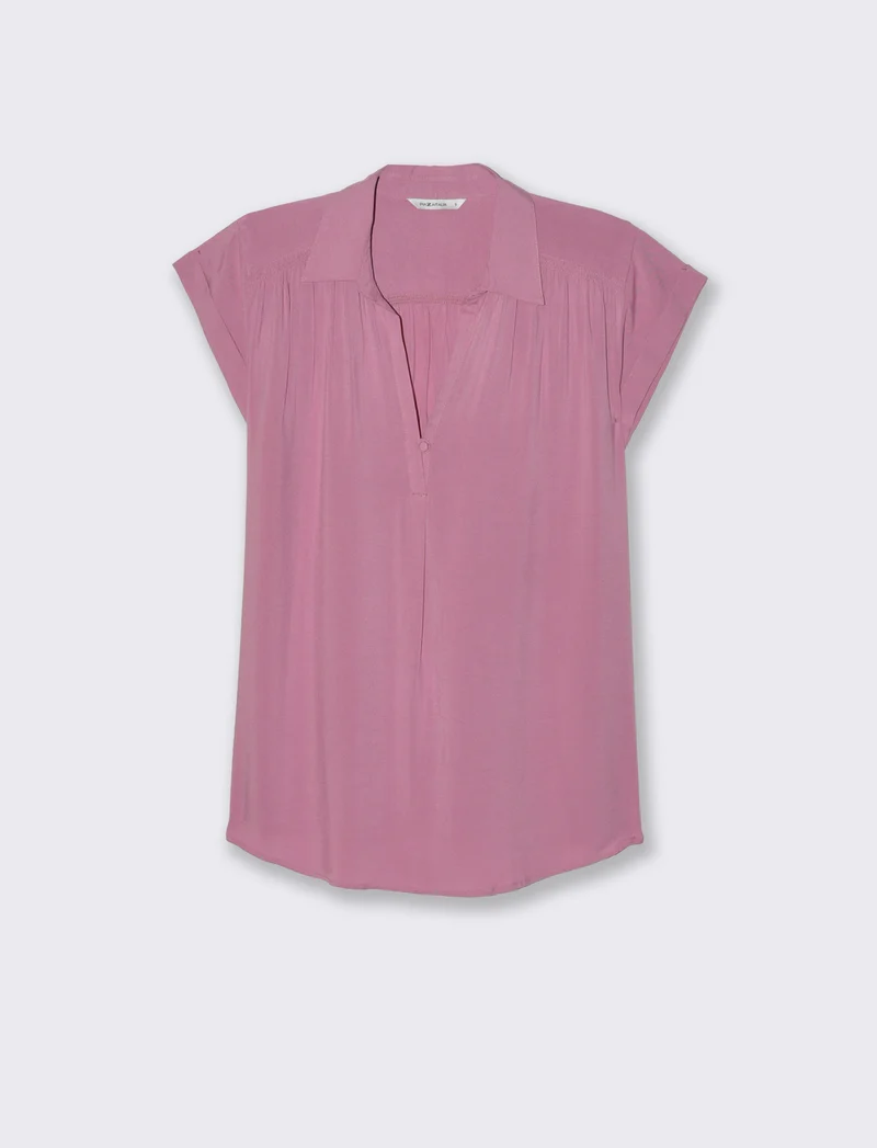 Casacca mezzamanica con scollo a V da donna - Rosa polvere