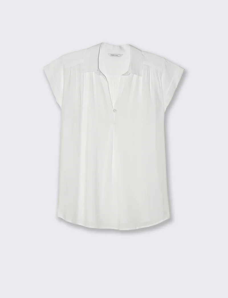 Casacca mezzamanica con scollo a V da donna - Bianco