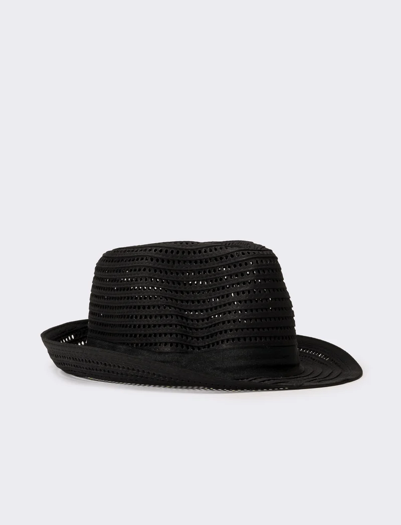 Cappello uomo traforato falda larga - Nero