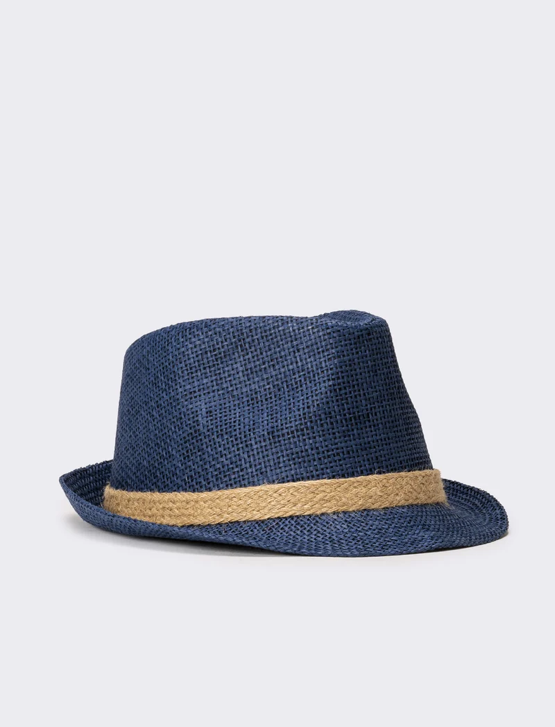 Cappello uomo paglia con treccina - Blu