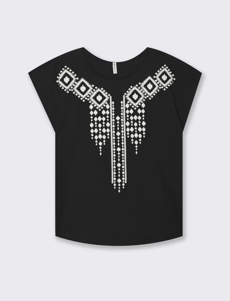 T-shirt con stampa da donna - Nero