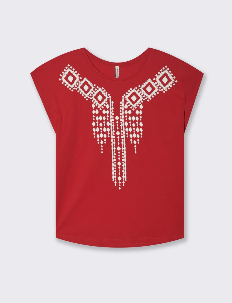 T-shirt con stampa da donna - Rosso scarlatto