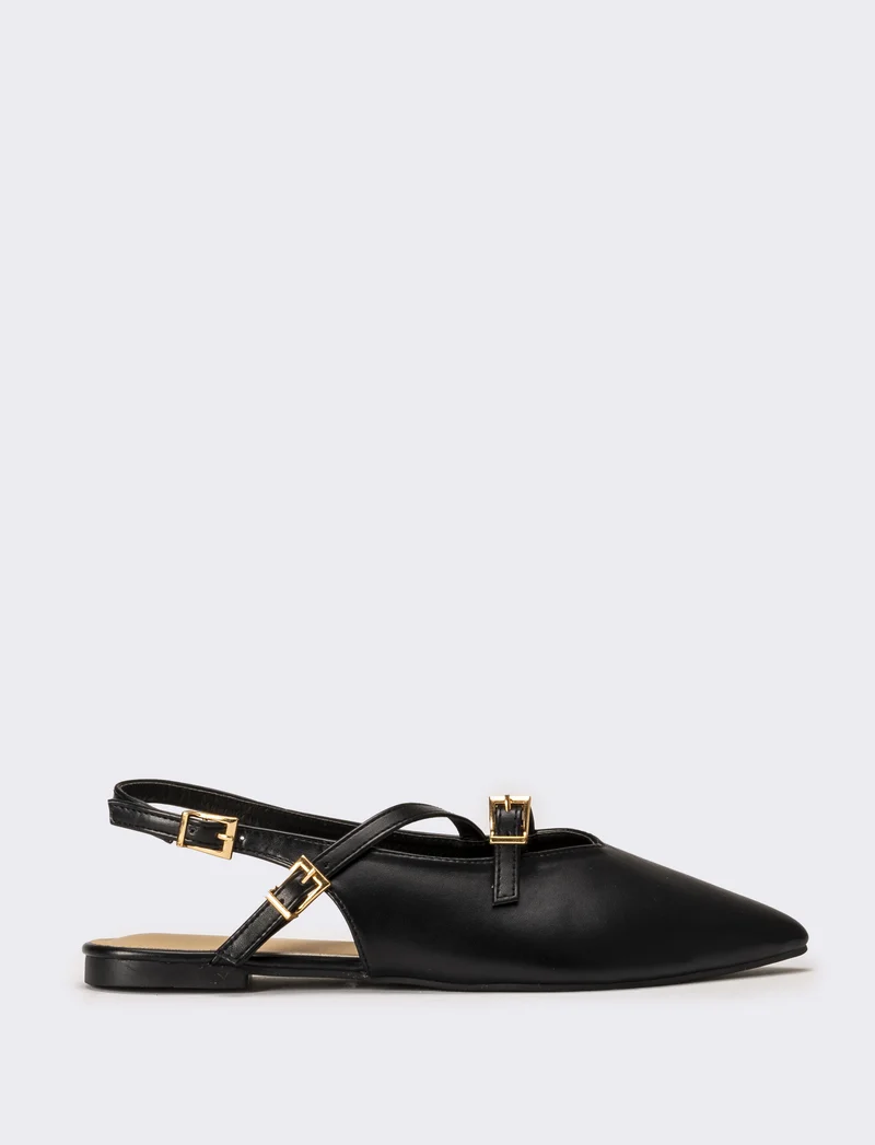 Slingback da donna multicinturini - Nero