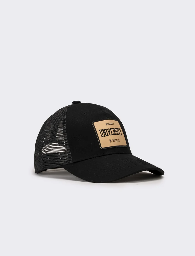 Cappello uomo baseball con rete e patch - Nero
