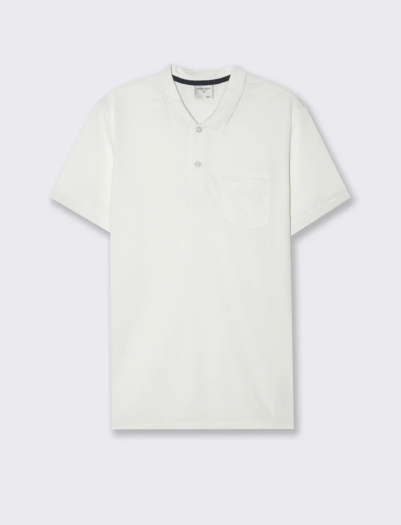 Polo basica con taschino da uomo - Bianco