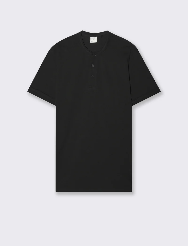 Polo coreana in piquet da uomo - Nero