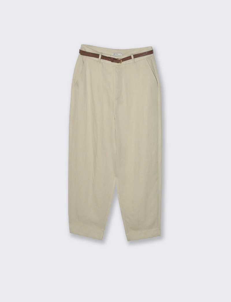 Pantalone con cintura da donna - Beige corda