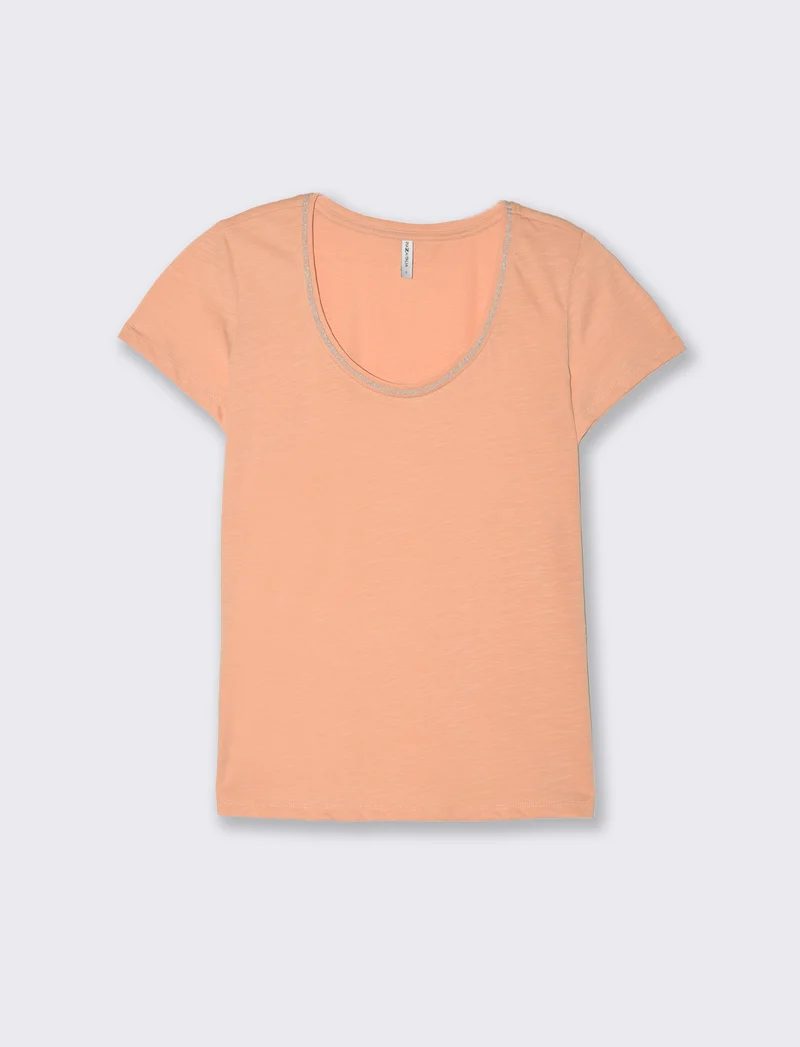 T-shirt con bordino in filo effetto metallico da donna - Melone