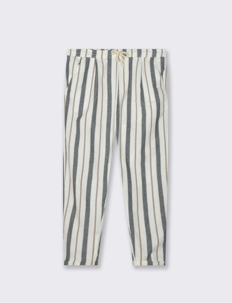 Pantaloni jogger a righe misto lino da uomo - Blu