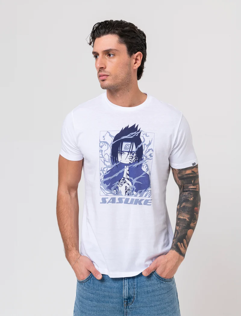 T-shirt stampa naruto da uomo - Bianco