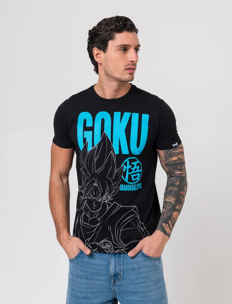 T-shirt stampa dragon ball da uomo - Nero