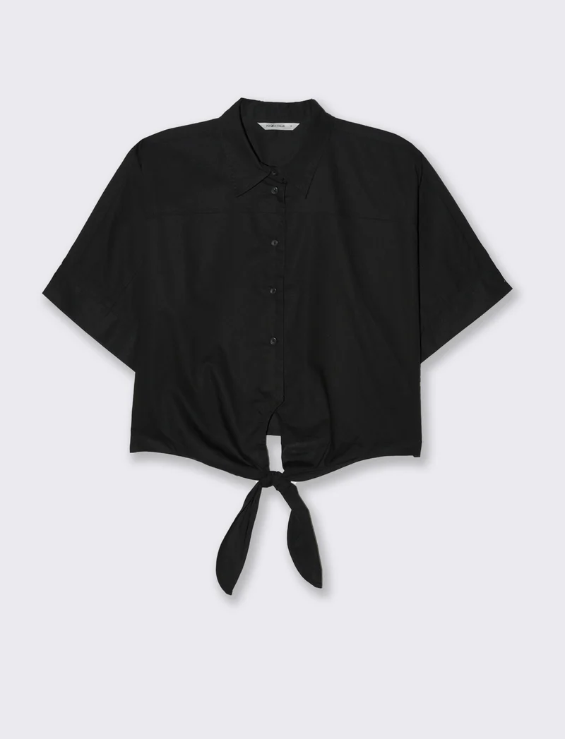 Camicia con nodo da donna - Nero