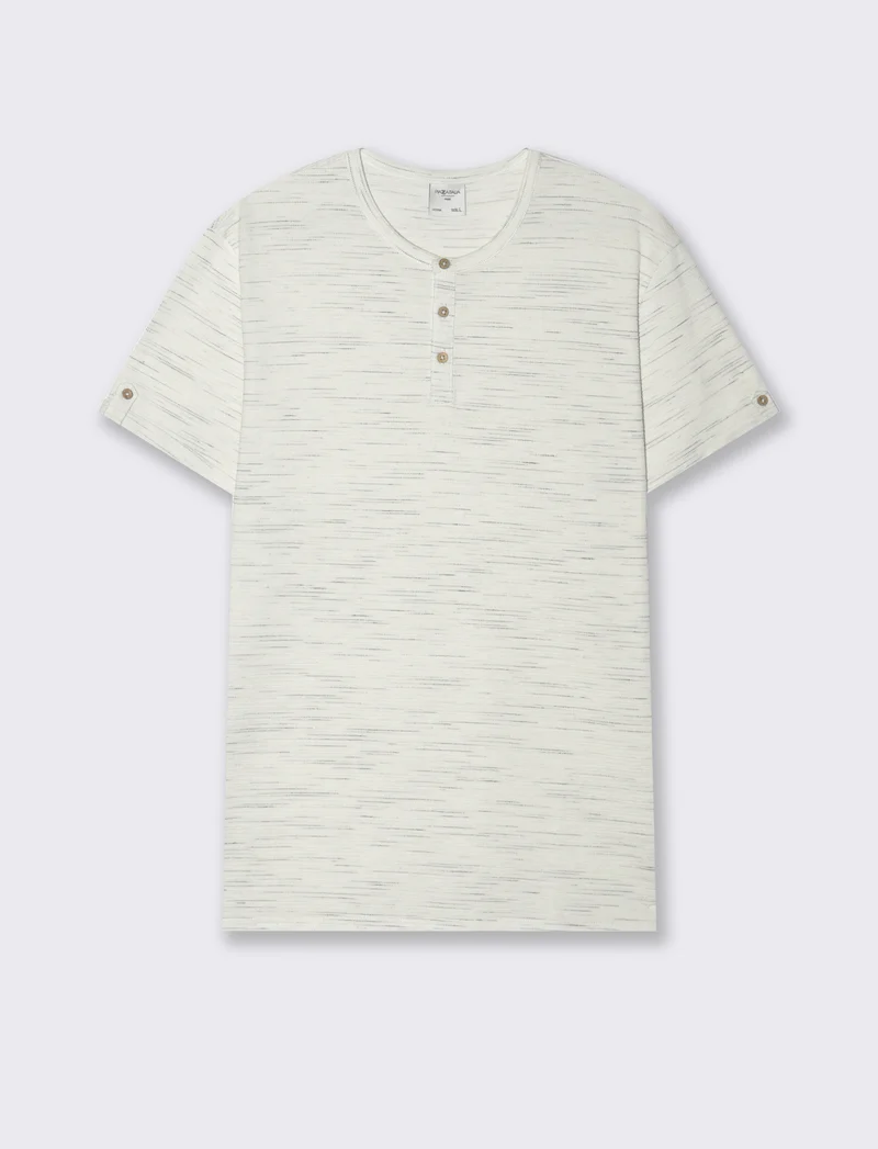 T-shirt serafino struttura slub injected da uomo - Bianco
