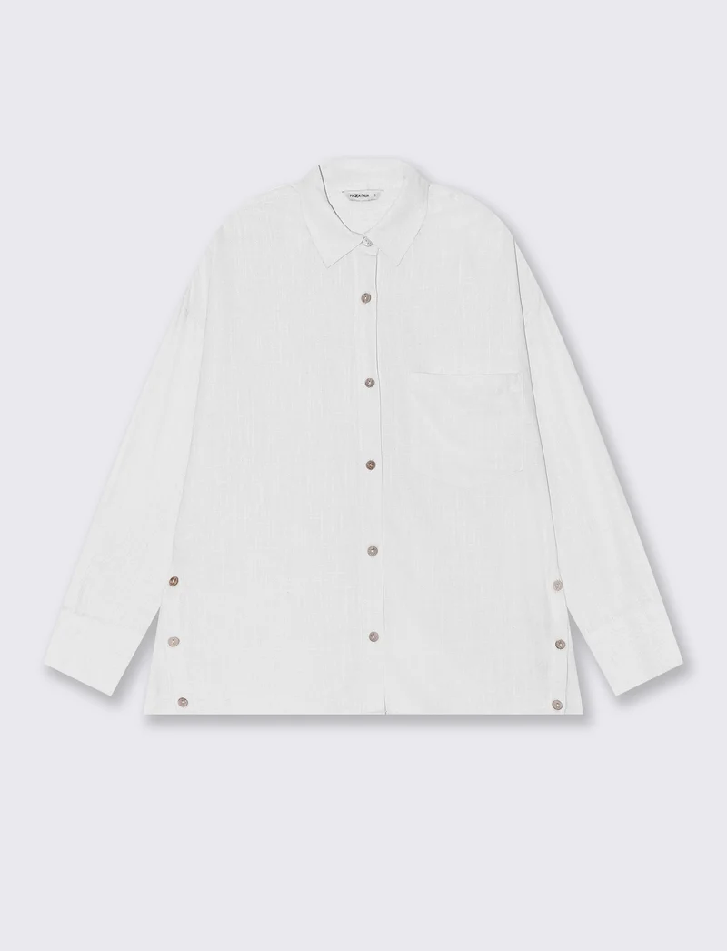 Camicia con bottoni al fondo da donna - Bianco