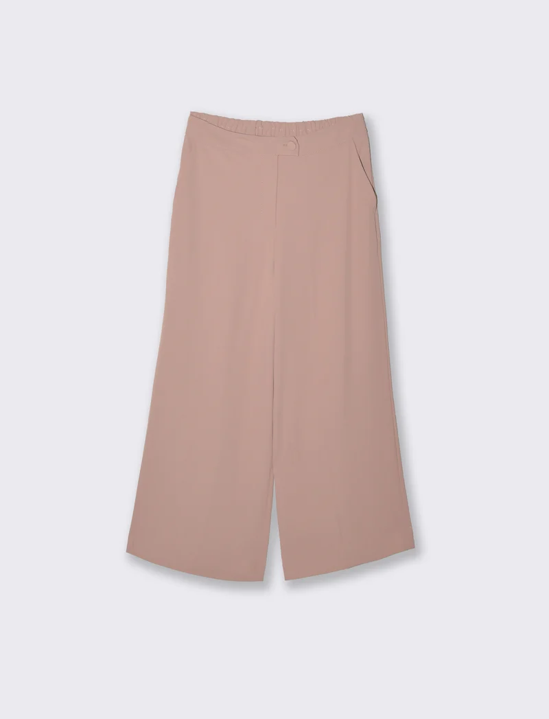 Pantalone coulotte con tasche ed elastico al dietro - Rosa