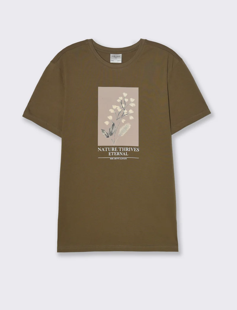 T-shirt regular fit con stampa da uomo - Verde kaki