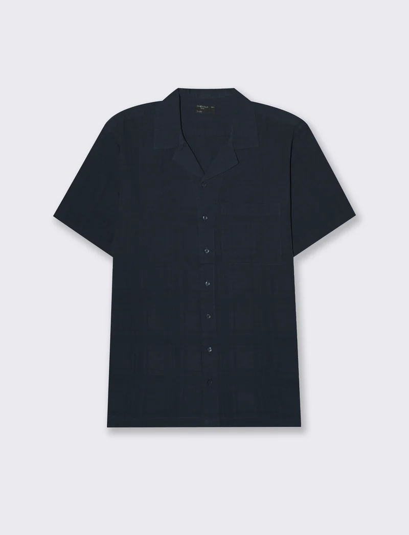 Camicia jacquard effetto quadri da uomo - Blu