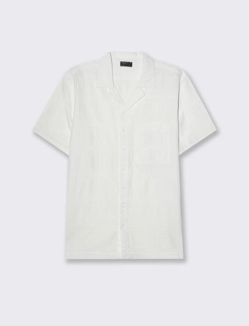 Camicia jacquard effetto quadri da uomo - Bianco