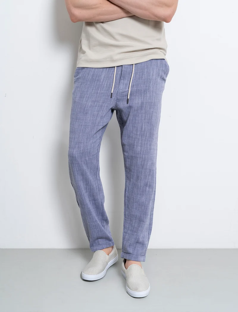 Pantaloni jogger tessuto strutturato da uomo - Blu melange